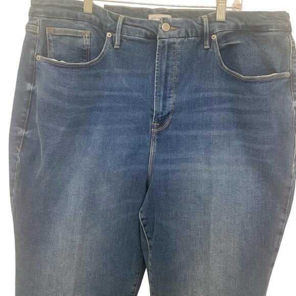 Good American Jeans 24 Blue Straight Leg High Rise Stretch Denim Med Wash NWOT - Picture 4 of 10